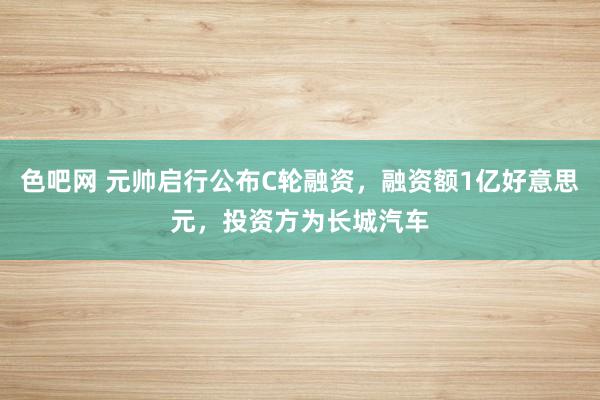 色吧网 元帅启行公布C轮融资，融资额1亿好意思元，投资方为长城汽车