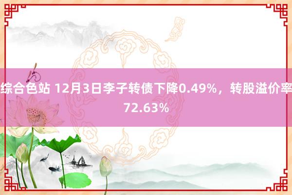 综合色站 12月3日李子转债下降0.49%，转股溢价率72.63%