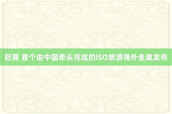巨屌 首个由中国牵头完成的ISO旅游海外圭臬发布