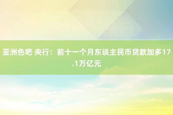 亚洲色吧 央行：前十一个月东谈主民币贷款加多17.1万亿元