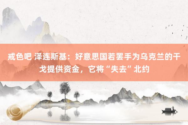 戒色吧 泽连斯基：好意思国若罢手为乌克兰的干戈提供资金，它将“失去”北约