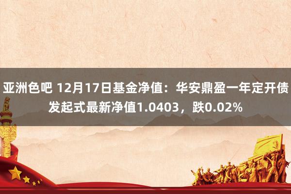 亚洲色吧 12月17日基金净值：华安鼎盈一年定开债发起式最新净值1.0403，跌0.02%