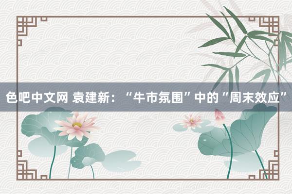 色吧中文网 袁建新:“牛市氛围”中的“周末效应”