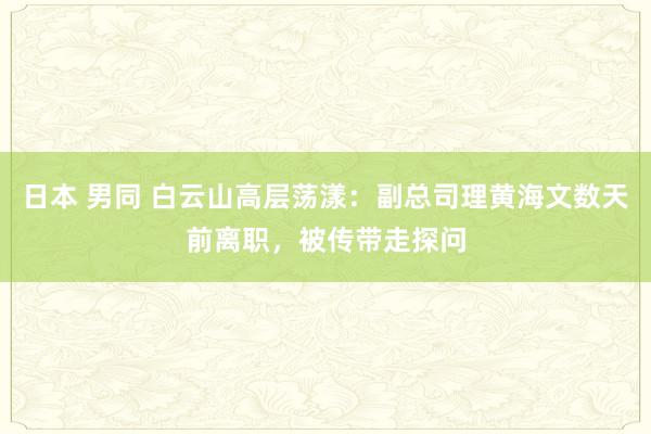 日本 男同 白云山高层荡漾：副总司理黄海文数天前离职，被传带走探问
