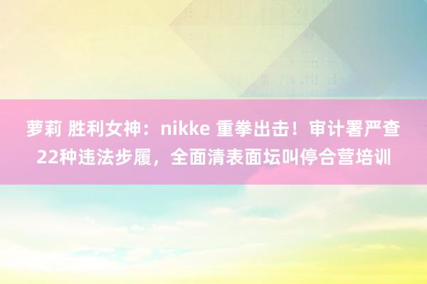 萝莉 胜利女神：nikke 重拳出击！审计署严查22种违法步履，全面清表面坛叫停合营培训