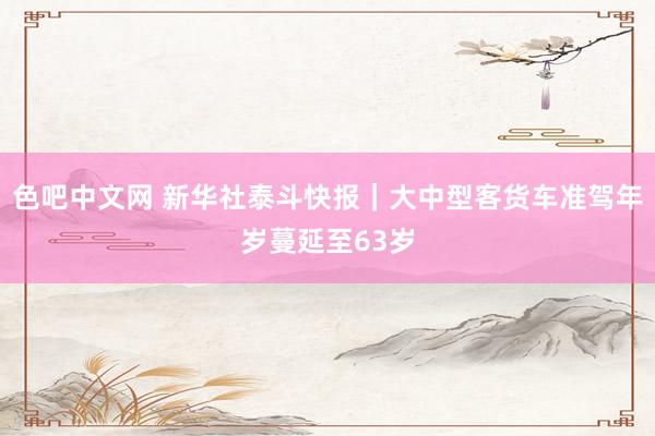 色吧中文网 新华社泰斗快报｜大中型客货车准驾年岁蔓延至63岁
