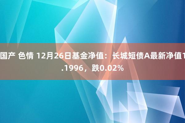国产 色情 12月26日基金净值：长城短债A最新净值1.1996，跌0.02%