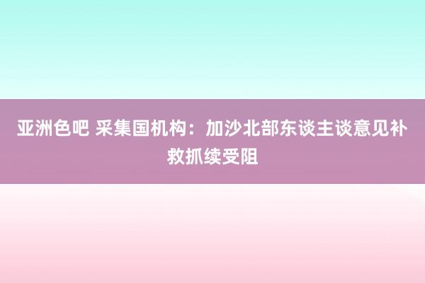 亚洲色吧 采集国机构：加沙北部东谈主谈意见补救抓续受阻
