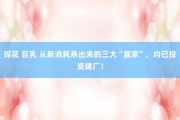 探花 巨乳 从新消耗杀出来的三大“赢家”，均已投资建厂！