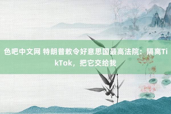 色吧中文网 特朗普敕令好意思国最高法院：隔离TikTok，把它交给我