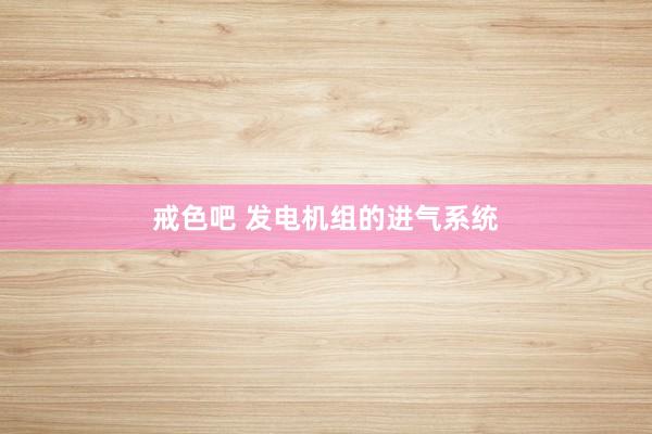 戒色吧 发电机组的进气系统