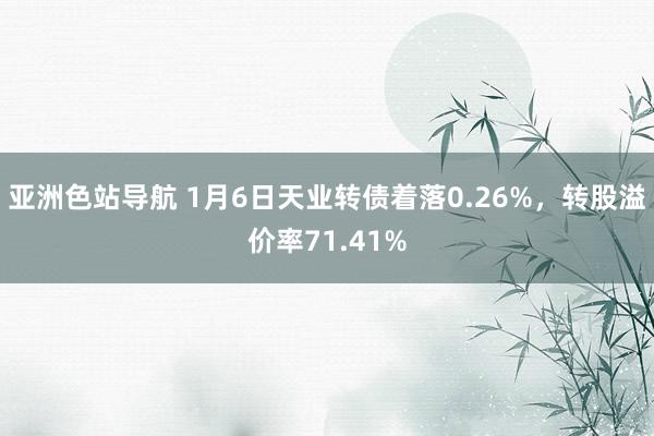 亚洲色站导航 1月6日天业转债着落0.26%，转股溢价率71.41%