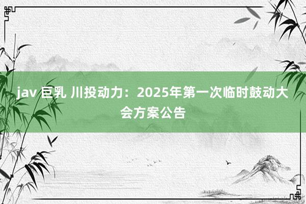 jav 巨乳 川投动力：2025年第一次临时鼓动大会方案公告