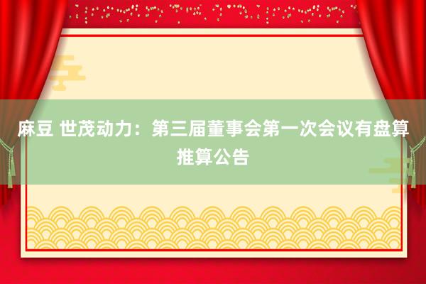 麻豆 世茂动力：第三届董事会第一次会议有盘算推算公告