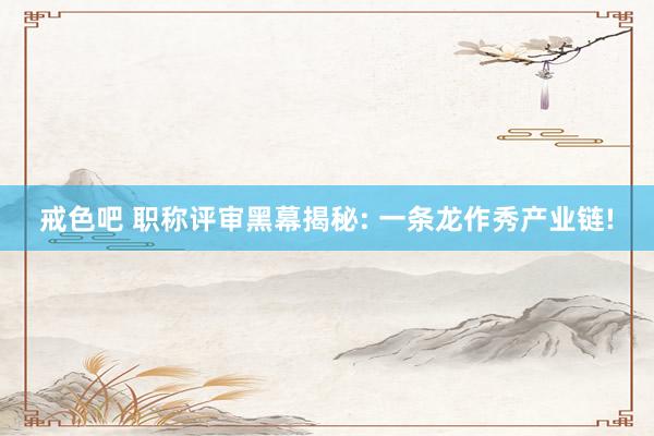 戒色吧 职称评审黑幕揭秘: 一条龙作秀产业链!
