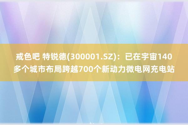 戒色吧 特锐德(300001.SZ)：已在宇宙140多个城市布局跨越700个新动力微电网充电站