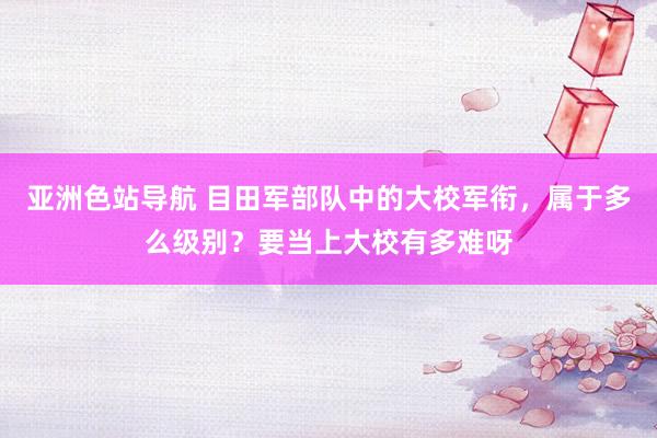 亚洲色站导航 目田军部队中的大校军衔，属于多么级别？要当上大校有多难呀