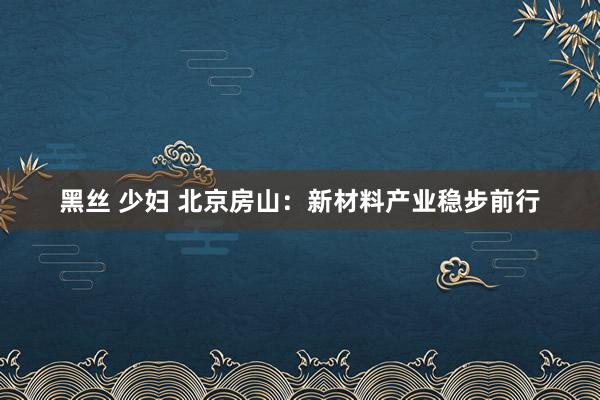 黑丝 少妇 北京房山：新材料产业稳步前行