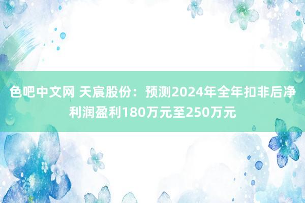 色吧中文网 天宸股份：预测2024年全年扣非后净利润盈利180万元至250万元