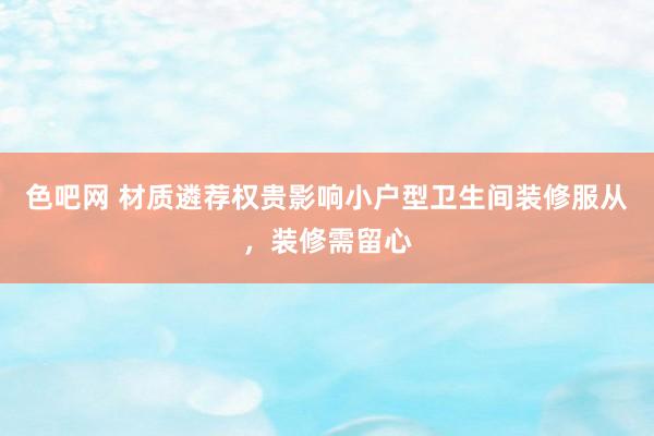 色吧网 材质遴荐权贵影响小户型卫生间装修服从，装修需留心