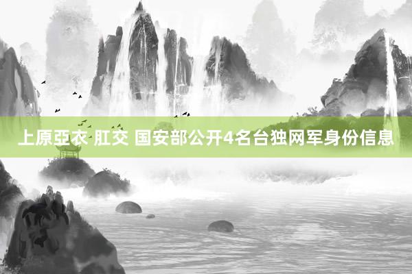 上原亞衣 肛交 国安部公开4名台独网军身份信息