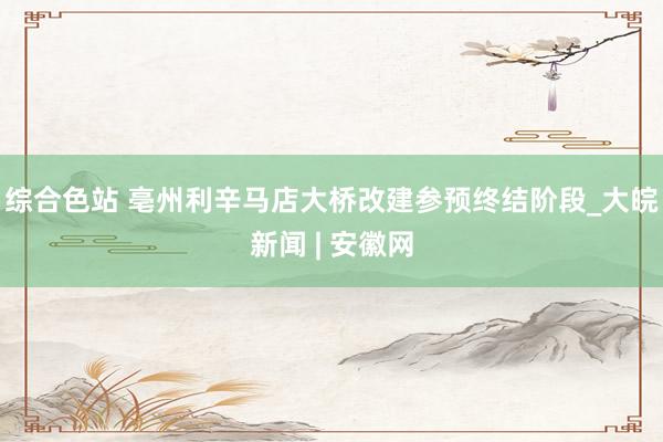 综合色站 亳州利辛马店大桥改建参预终结阶段_大皖新闻 | 安徽网