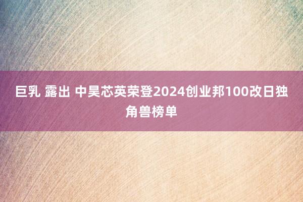 巨乳 露出 中昊芯英荣登2024创业邦100改日独角兽榜单