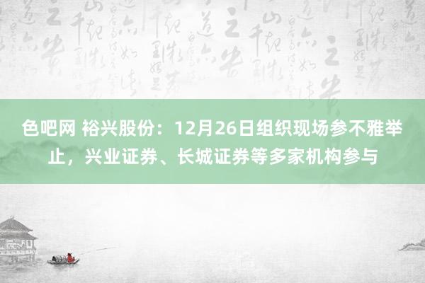 色吧网 裕兴股份：12月26日组织现场参不雅举止，兴业证券、长城证券等多家机构参与