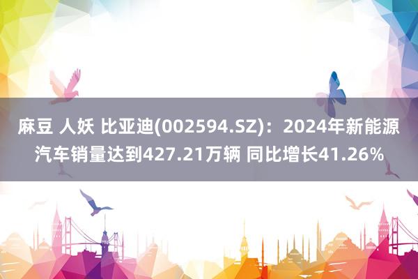 麻豆 人妖 比亚迪(002594.SZ)：2024年新能源汽车销量达到427.21万辆 同比增长41.26%