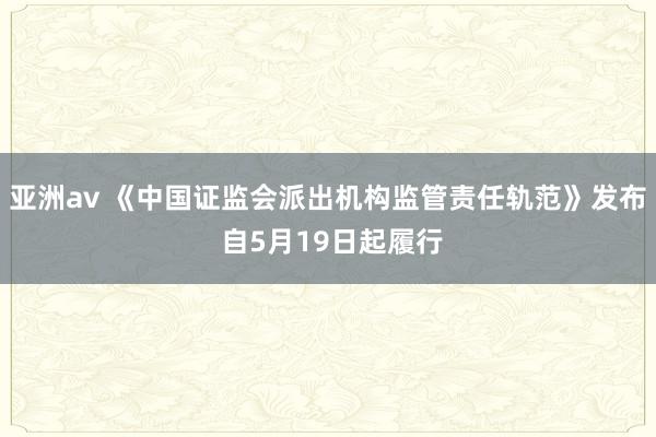 亚洲av 《中国证监会派出机构监管责任轨范》发布 自5月19日起履行