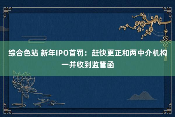 综合色站 新年IPO首罚：赶快更正和两中介机构一并收到监管函