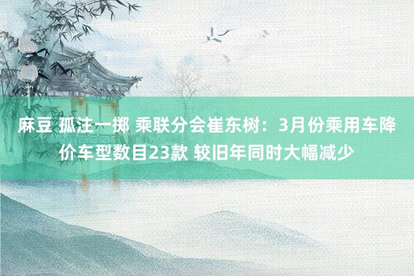 麻豆 孤注一掷 乘联分会崔东树：3月份乘用车降价车型数目23款 较旧年同时大幅减少