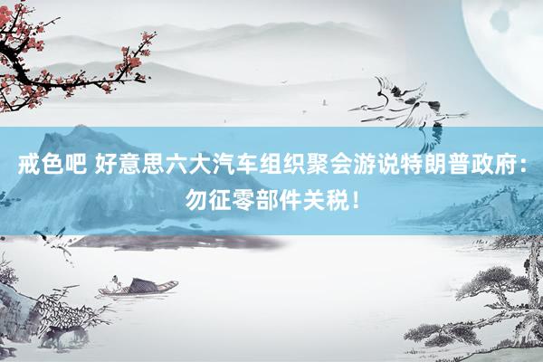 戒色吧 好意思六大汽车组织聚会游说特朗普政府：勿征零部件关税！