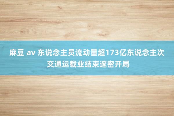 麻豆 av 东说念主员流动量超173亿东说念主次 交通运载业结束邃密开局