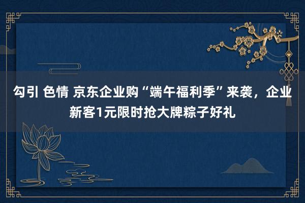 勾引 色情 京东企业购“端午福利季”来袭，企业新客1元限时抢大牌粽子好礼